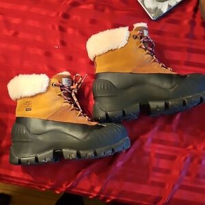 UGG Tan and Black Winter Boots with Cream Fur